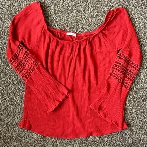 Brick red peasant blouse
